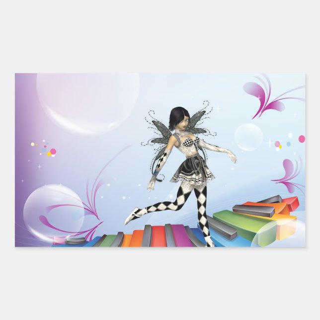 Sticker Rectangulaire Féerie de clavier musical (Devant)