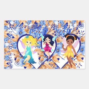 Sticker Rectangulaire fées et coeurs