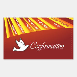 Sticker Rectangulaire Félicitations Dove de confirmation avec Or et Re