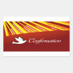 Sticker Rectangulaire Félicitations Dove de confirmation avec Or et Re