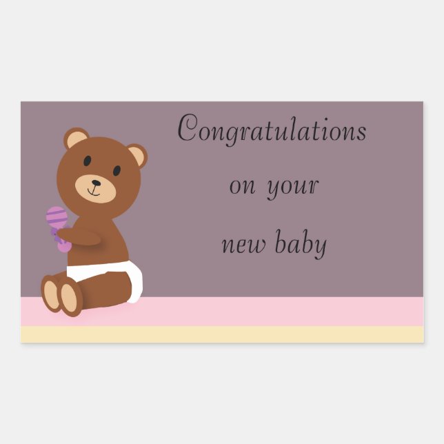 Sticker Rectangulaire Félicitations pour votre nouveau chevalet bébé (Devant)