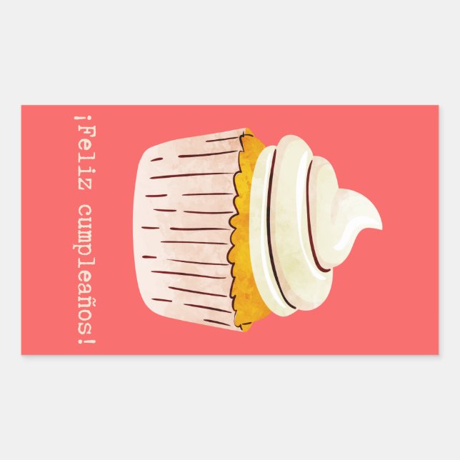 Sticker Rectangulaire ¡Feliz cumpleaños !, anniversaire heureux en Espag (Devant)