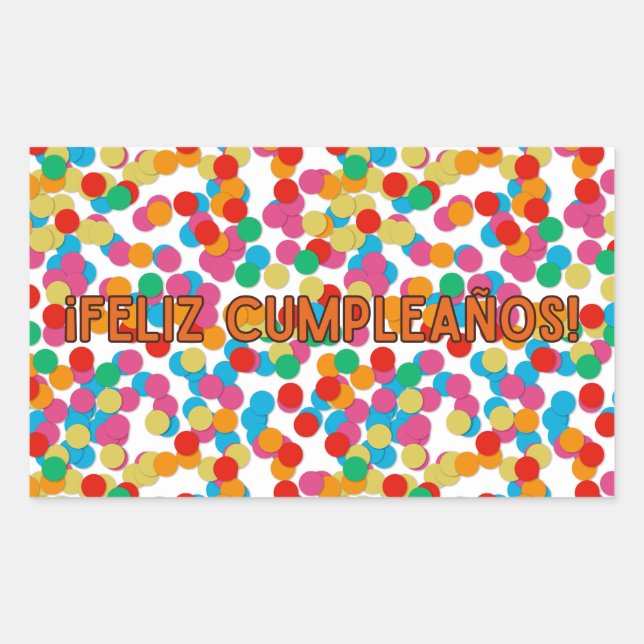 Sticker Rectangulaire Feliz cumpleaños, heureux anniversaire espagnol (Devant)