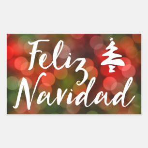 Sticker Rectangulaire Feliz Navidad (lumières des livres)