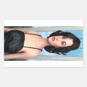 Sticker Rectangulaire Femme Vintage