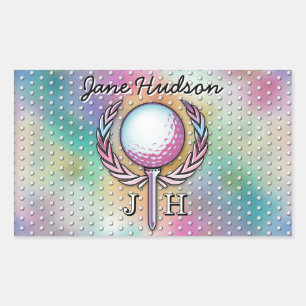 Sticker Rectangulaire Femmes Golfeur Personnalisé Conception Monogramme