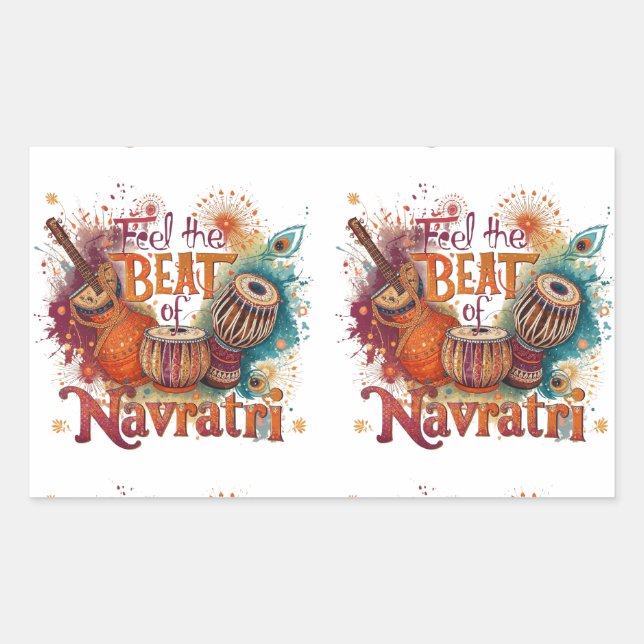 Sticker Rectangulaire Festive Beats - Colorful Navratri Celebration Desi (Devant)
