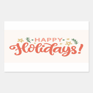 Sticker Rectangulaire Festive Happy Holidays Design