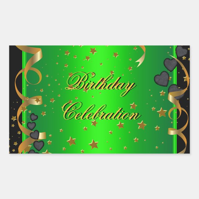 Sticker Rectangulaire Fête d'anniversaire Lime Green (Devant)