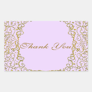 Sticker Rectangulaire Fête de PRINCESSE Château Royal Or Violet Lavande