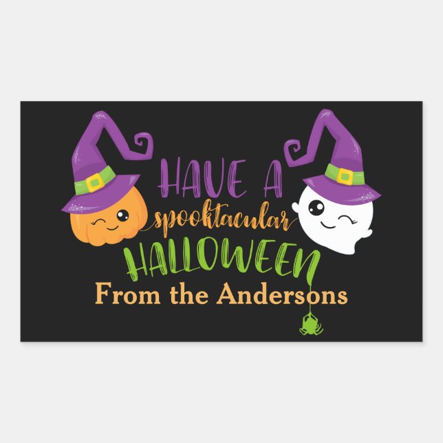 Sticker Rectangulaire Fête d'Halloween Spooktaculaire Faveur personnalis (Devant)