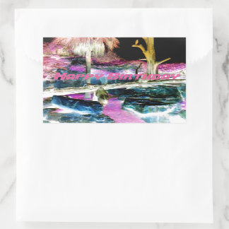 Sticker Rectangulaire Fête Pink Imaginaire Forest Ape