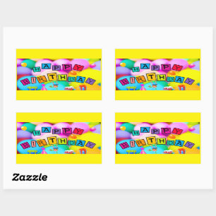 Sticker Rectangulaire Fêter un joyeux anniversaire