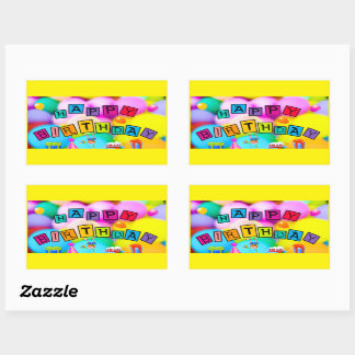 Sticker Rectangulaire Fêter un joyeux anniversaire