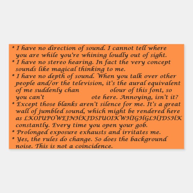 Sticker Rectangulaire Feuille de lit de surdité à un côté (Devant)