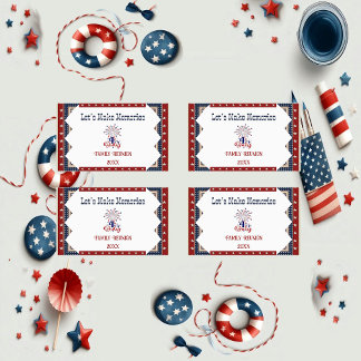 Sticker Rectangulaire Fière Réunion de famille 4 Juillet Étoiles Fraprac