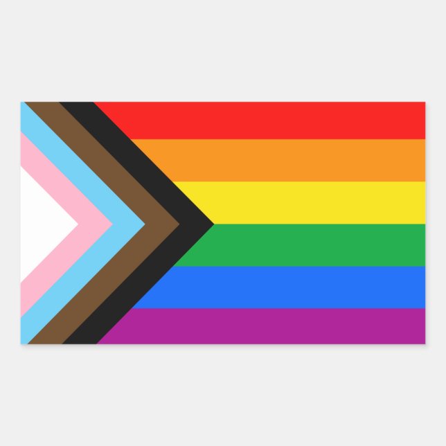 Sticker Rectangulaire FIERTÉ LGBT (Progress Pride) (Devant)