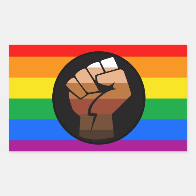 Sticker Rectangulaire FIERTÉ LGBTQ (POC Fist Pride) (Devant)