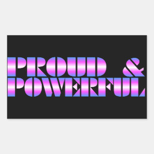 Sticker Rectangulaire Fierté Trans "Fière et puissante"