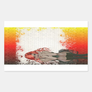 Sticker Rectangulaire Fille dirigée rouge de goth