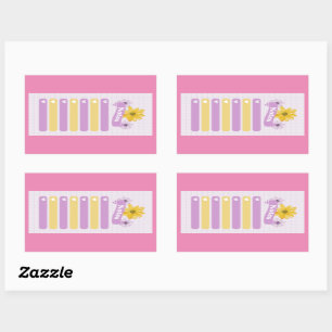 Sticker Rectangulaire Fille jaune violet Fleur Floral Coeurs de fleurs