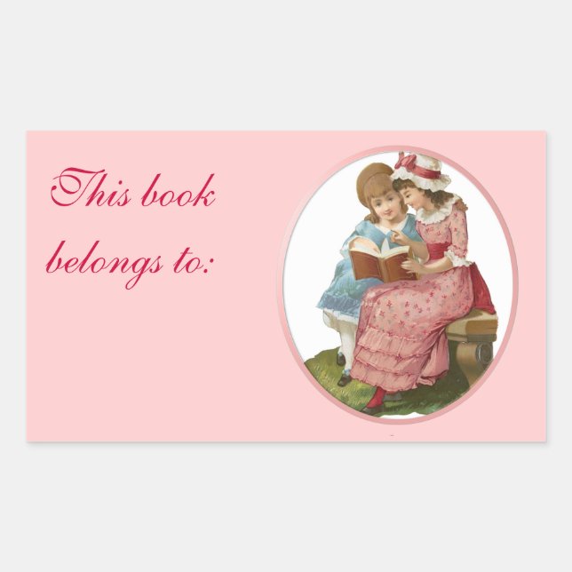 Sticker Rectangulaire Filles Lecture (Devant)
