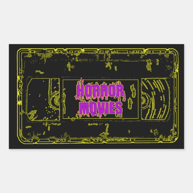 Sticker Rectangulaire Films D'Horreur VHS-Jaune/Violet (Devant)