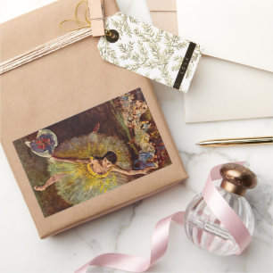 Sticker Rectangulaire Fin d'une arabesque par Edgar Degas, Ballet Vintag