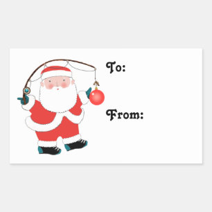 Sticker Rectangulaire Fishing Fisherman Holiday Tags