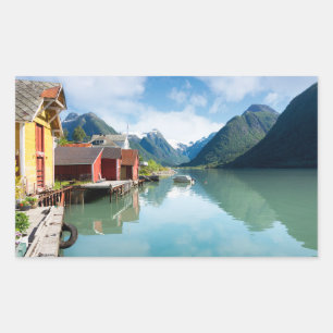 Sticker Rectangulaire Fjaerpayfjord paysage de fjord en Norvège