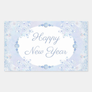 Sticker Rectangulaire Flacon de neige bleu glace