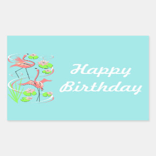 Sticker Rectangulaire Flamant rose Fandango Slim Duo Happy Anniversaire 