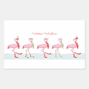 Sticker Rectangulaire Flamant rose rose pâle de Noël