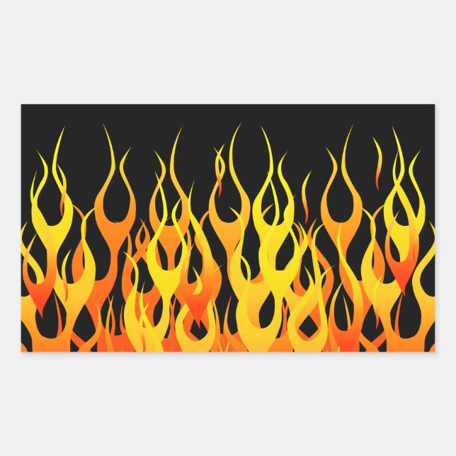 Sticker Rectangulaire Flames de course Orange classique en feu (Devant)
