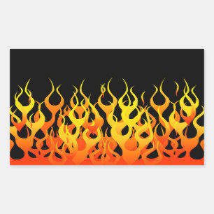 Sticker Rectangulaire Flames de course Orange classique en feu