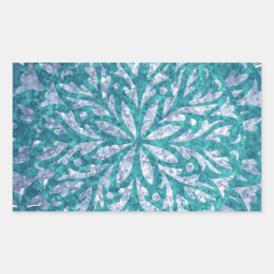 Sticker Rectangulaire Fléau de neige bleu turquoise