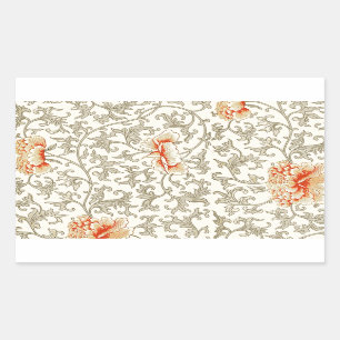 Sticker Rectangulaire Fleur botanique florale grise rose vintage