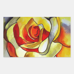 Sticker Rectangulaire Fleur d'aquarelle d'origine Frénésie Jaune