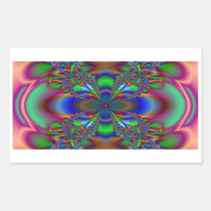 Sticker Rectangulaire Fleur de fractale dans des couleurs multi