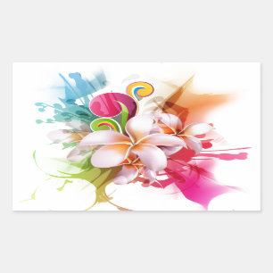 Sticker Rectangulaire Fleur de Hawaïen de Plumeria d'éclaboussure de