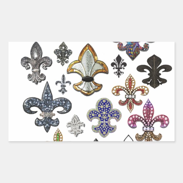 Sticker Rectangulaire Fleur De Lis Flou Nouvelle Orléans Bijou Épersion (Devant)