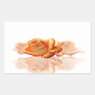 Sticker Rectangulaire Fleur de Rose corail avec Partition