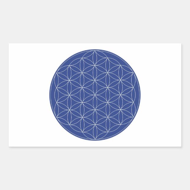 Sticker Rectangulaire Fleur de vie bleu argent (Devant)