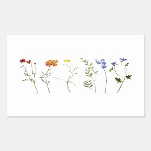 Sticker Rectangulaire Fleur sauvage minimal LGBTQ Gay pride Floral Maria
