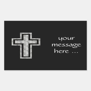Sticker Rectangulaire Fleurs assez grises croisées chrétiennes de