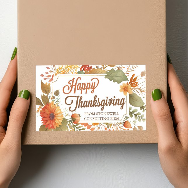 Sticker Rectangulaire Fleurs d'automne bon thanksgiving Affaires personn (Créateur téléchargé)
