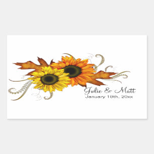 Sticker Rectangulaire Fleurs d'automne Jaune et Orange Mariage