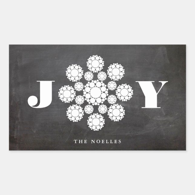 Sticker Rectangulaire Fleurs de flocons de neige Joy Chalkboard Chic Vac (Devant)