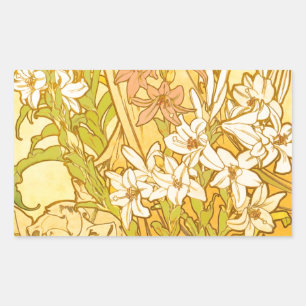 Sticker Rectangulaire fleurs de lys Art nouveau d'Alphonse Mucha