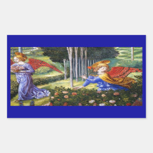 Sticker Rectangulaire Fleurs de rassemblement d'anges dans un paysage cé
